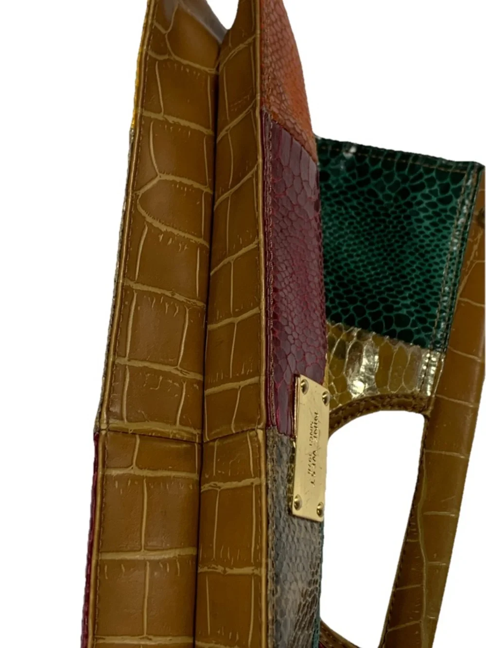 Vintage Nine West Patchwork Faux Snakeskin Clutch Purse Multicolor Y2K Bag